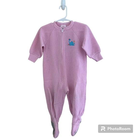 ◻️CARTER’S: Girl size 18 months, pink footsie pajamas w/ dinosaur, preowned◻️ - Picture 1 of 12
